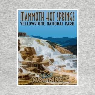 Mammoth Hot Springs retro travel poster image T-Shirt
